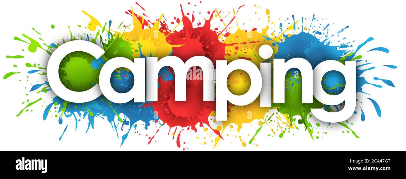 Camping word in splash’s background Stock Photo Alamy