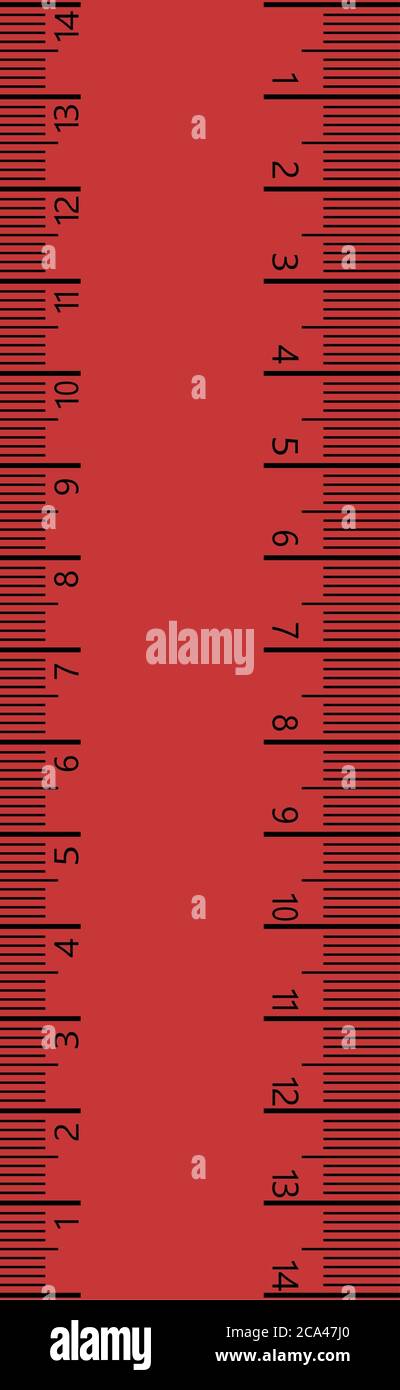 14 cm measure ruler. 14 centimeters metric ruler with red and black colors  Stock Photo - Alamy