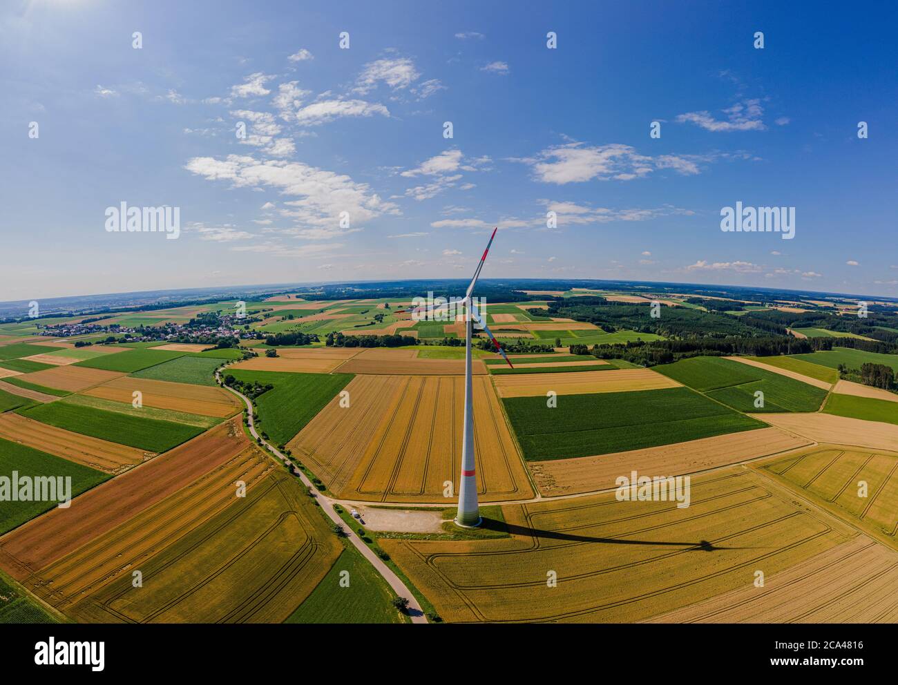Panoramic View of an electric Enercon windmill in Bavaria. High quality photo Stock Photo