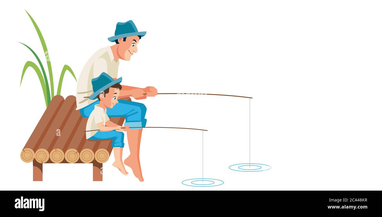 family fishing cartoon