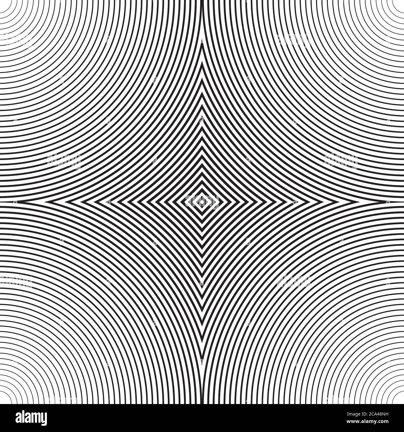 Seamless texture with a concentric circular pattern. Abstract background with lines of metamorphoses. Stock Vector