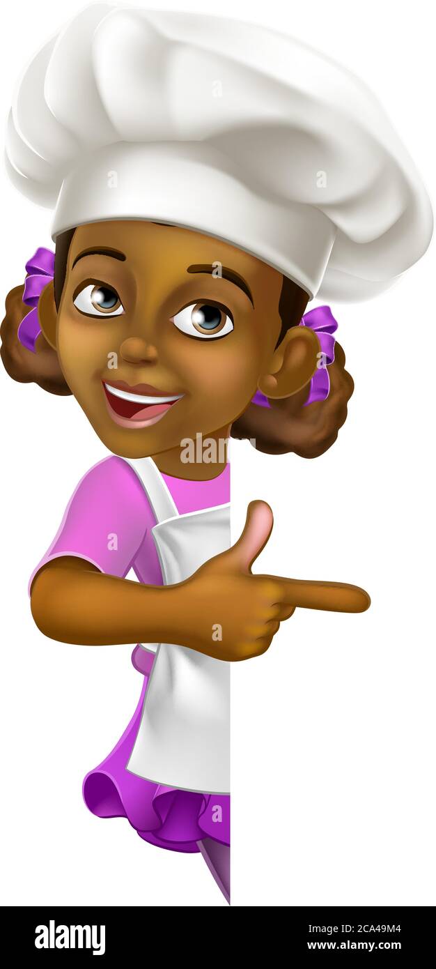 Black Girl Cartoon Child Chef Kid Sign Pointing Stock Vector Image & Art -  Alamy