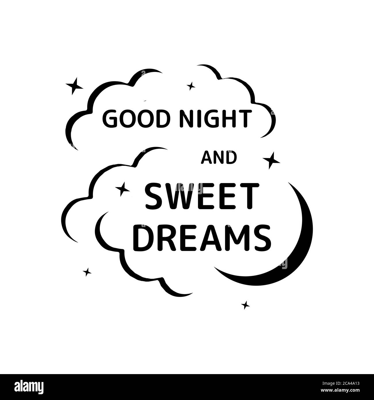 calligraphy good night and sweet dreams lettering vector isolated on