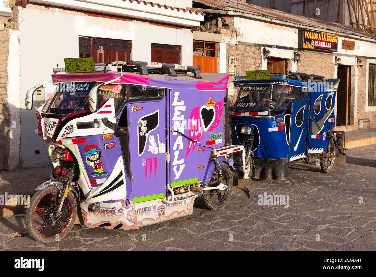 Chivay, Peru - september 26, 2018: Auto rickshaw in Chivay, in southern ...