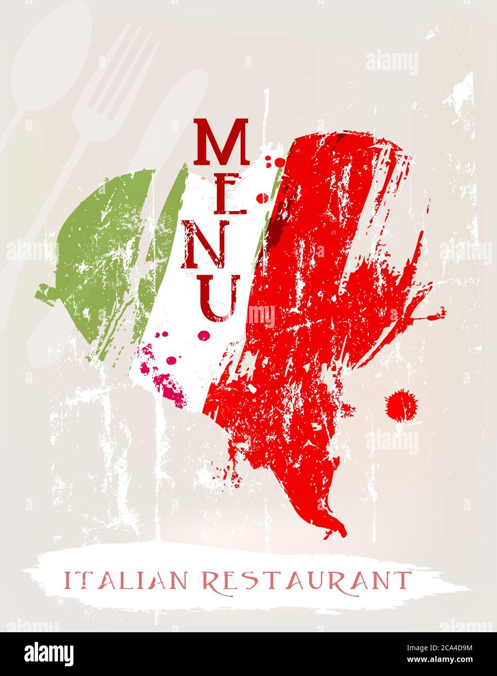 menu for italian restaurant, free space for restaurants name Stock