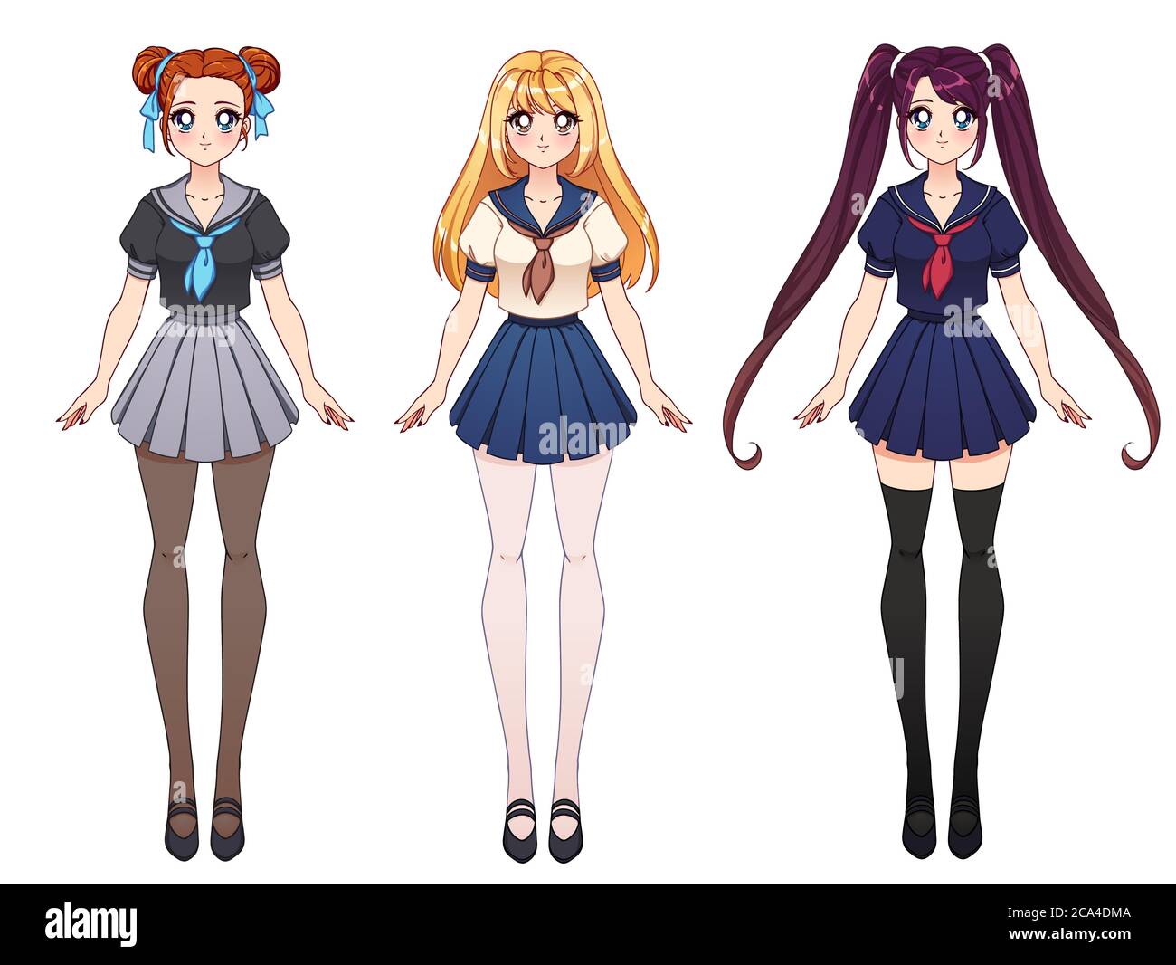 Anime Girls Character Kit Cartoon School Stock Vector (Royalty Free)  1856570071