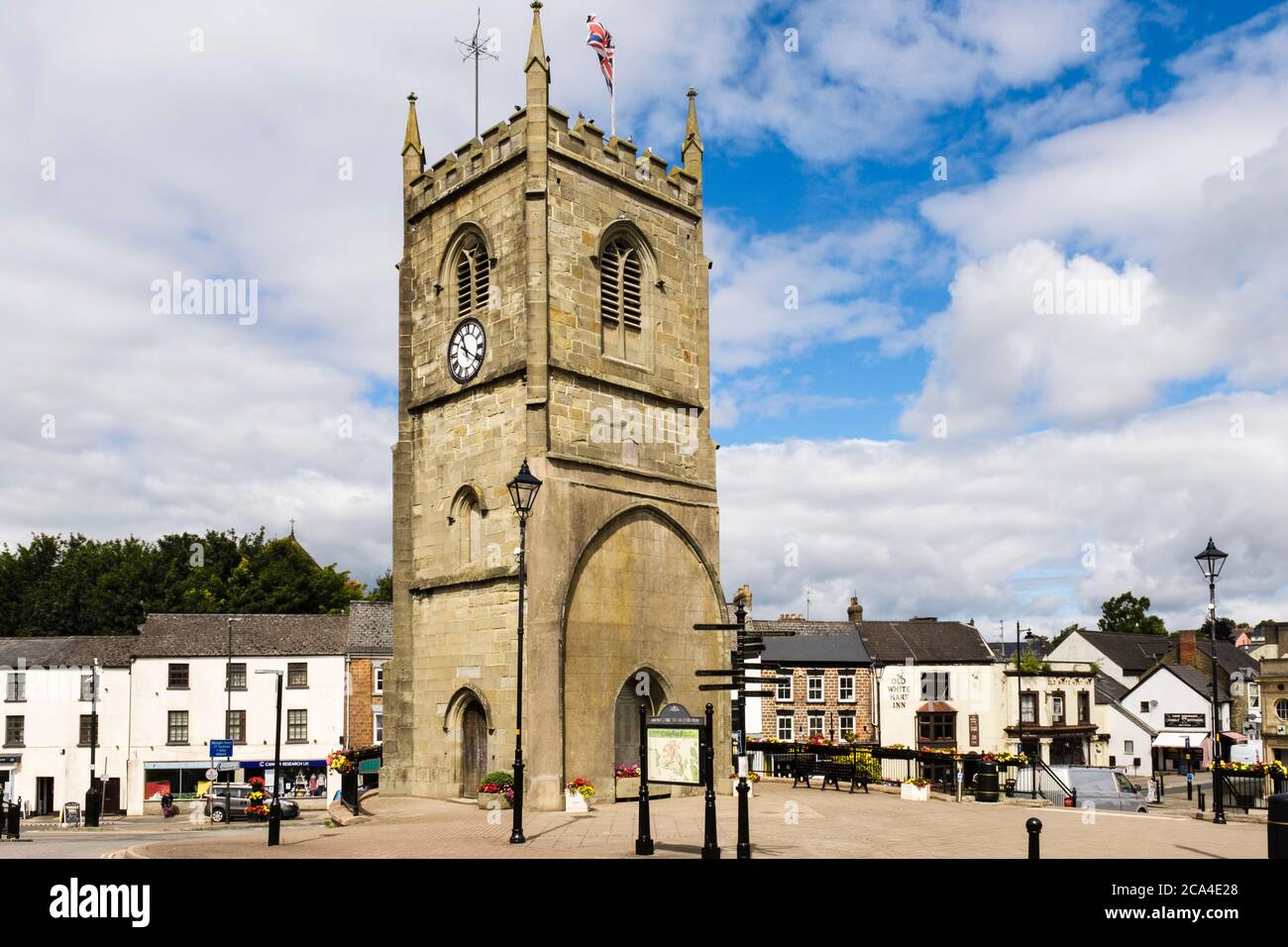 Clock tower from the old church 1820 in town square. Market Place, Coleford, Forest of Dean district, Gloucestershire, England, UK, Britain Stock Photo