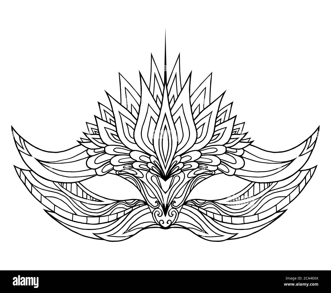 Handdrawn doodle face masks with boho pattern. Festival Mardi Gras