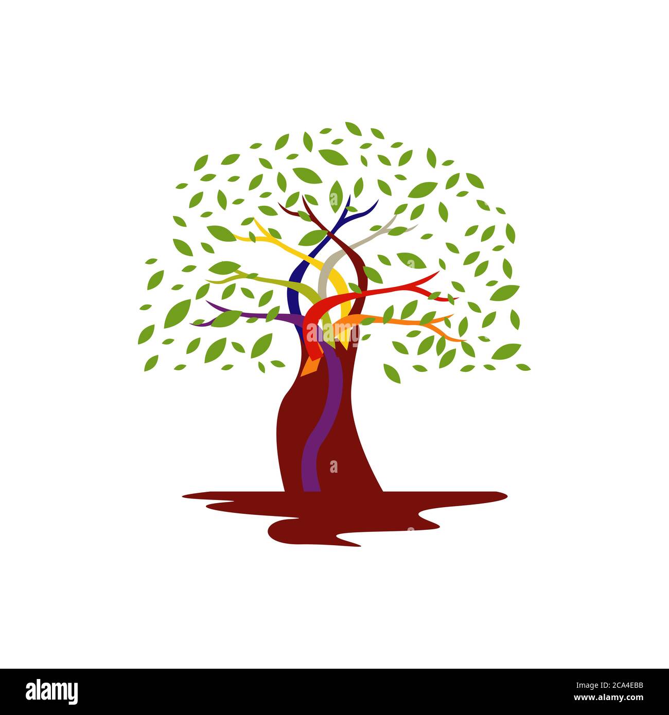 colorful silhouette of tree logo vector design graphics element Stock ...