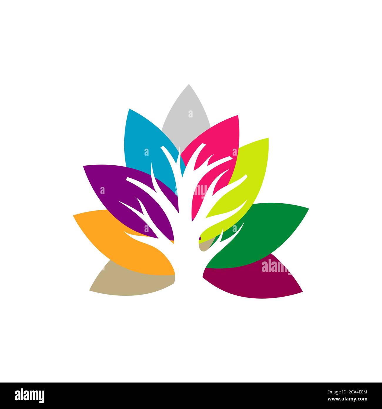 colorful silhouette of tree logo vector design graphics element Stock ...