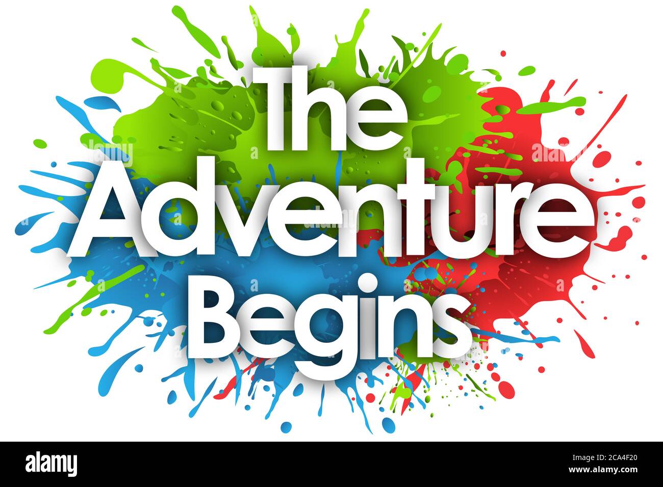 The Adventure Begins in splash’s background Stock Photo