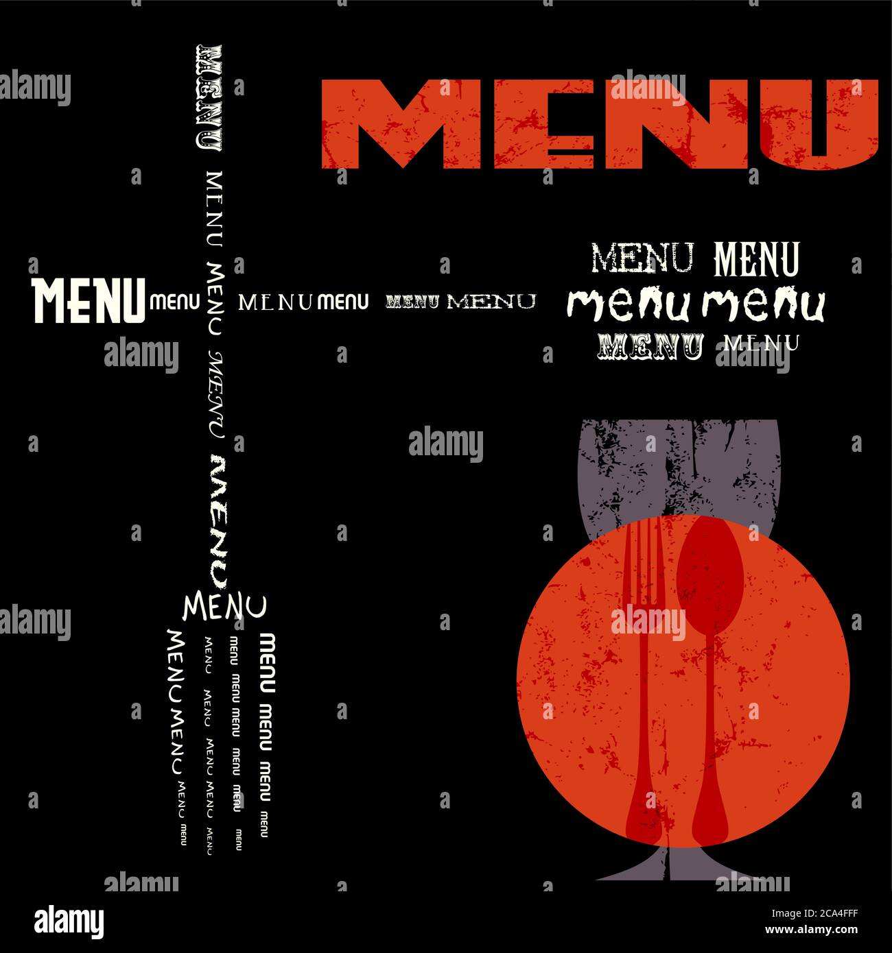 menu card design template for restaurant, grungy Stock Vector