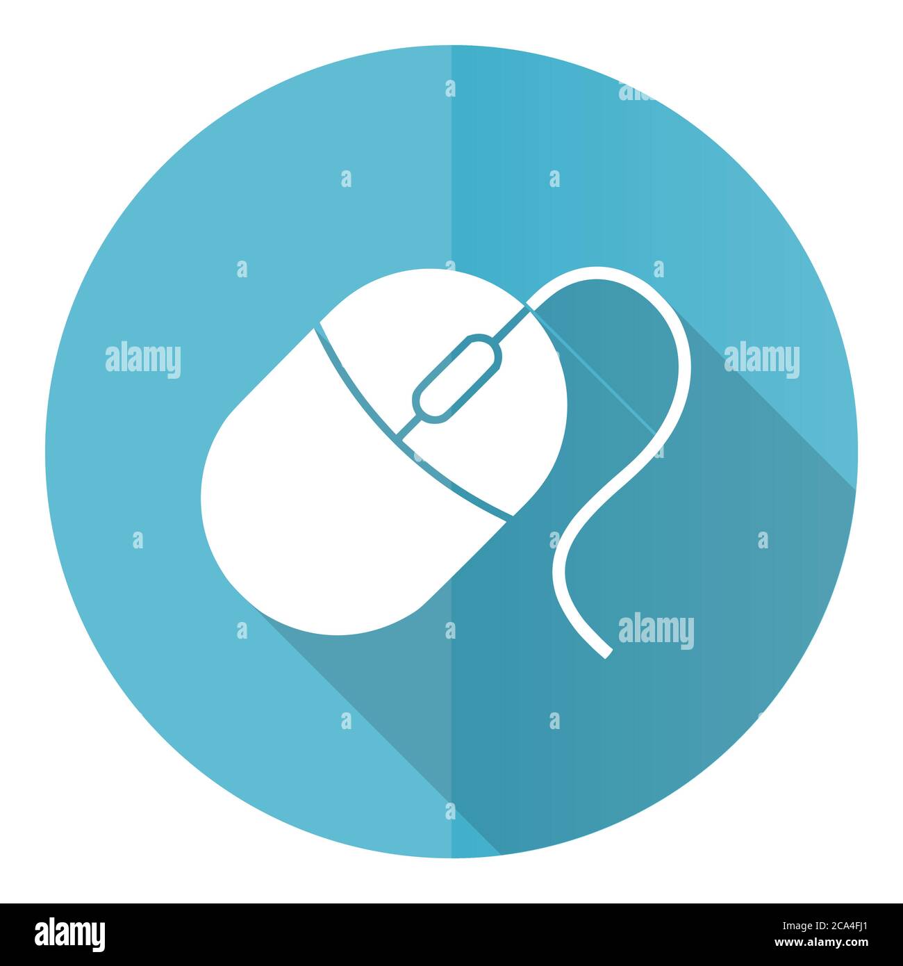 Mouse vector icon, flat design blue round web button isolated on white ...