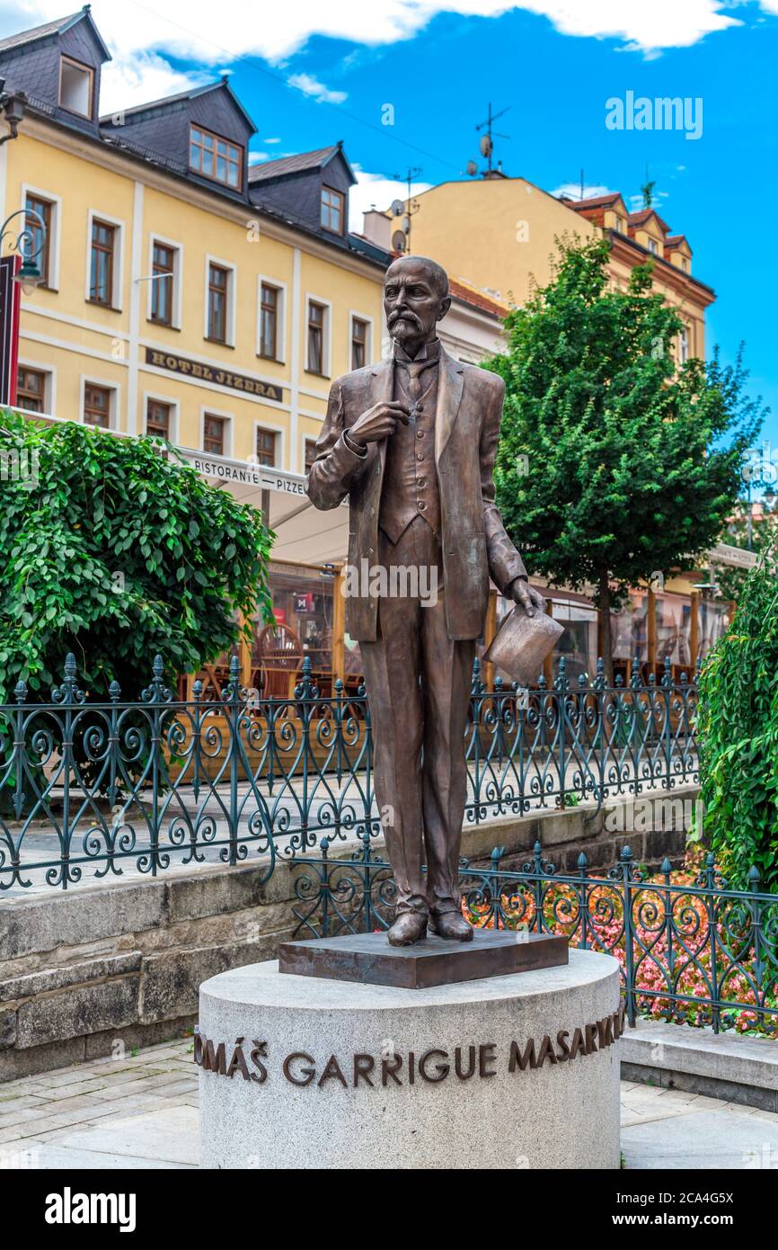 Karlovy Vary - July 7. 2020: Tomas Garrique Masaryk Monument Stock Photo