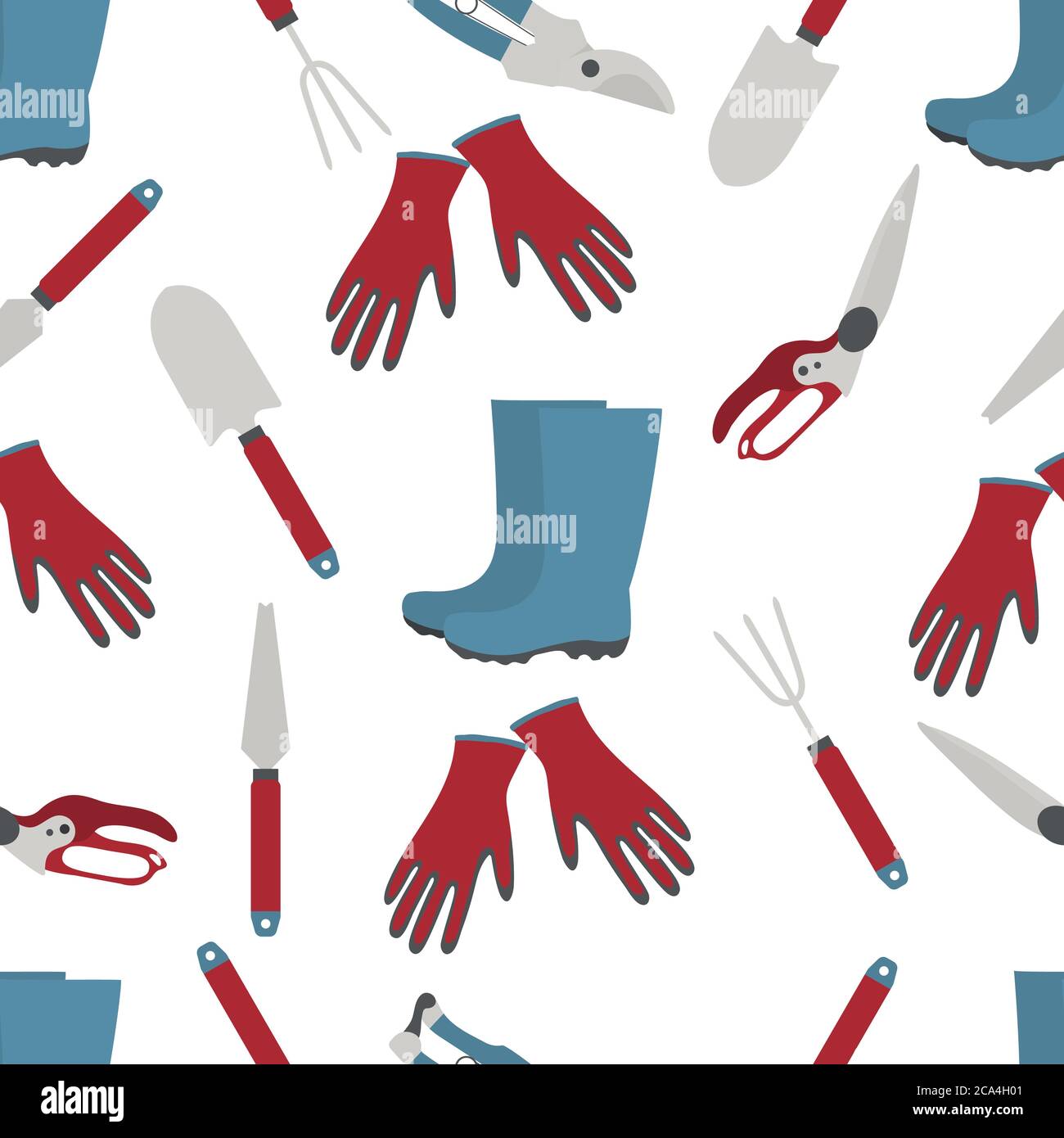Vector seamless pattern Illustration with gardening tools and rubber ...