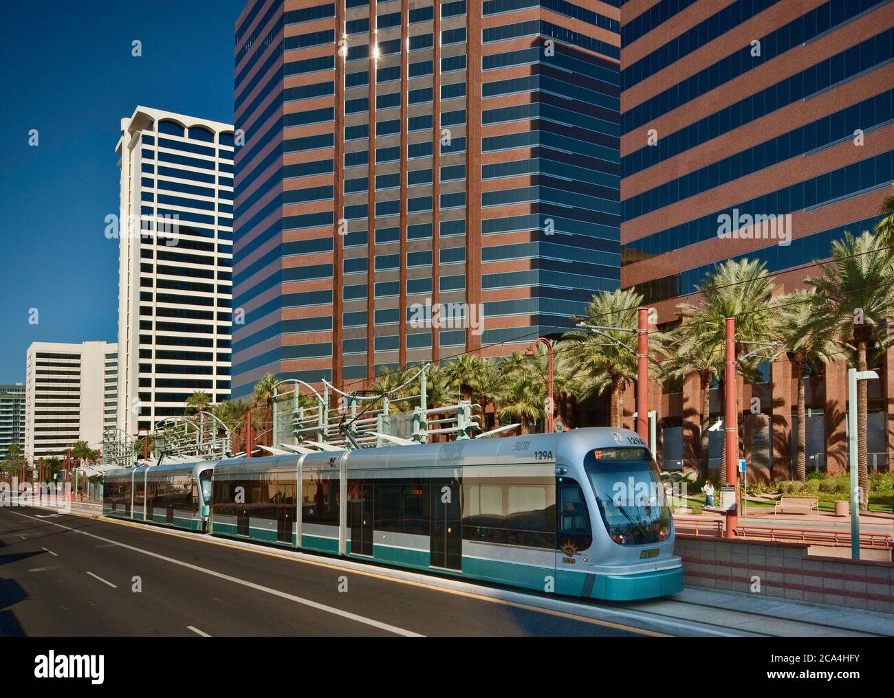 Phoenix Metro Light Rail train at Central Avenue in Phoenix, Arizona
