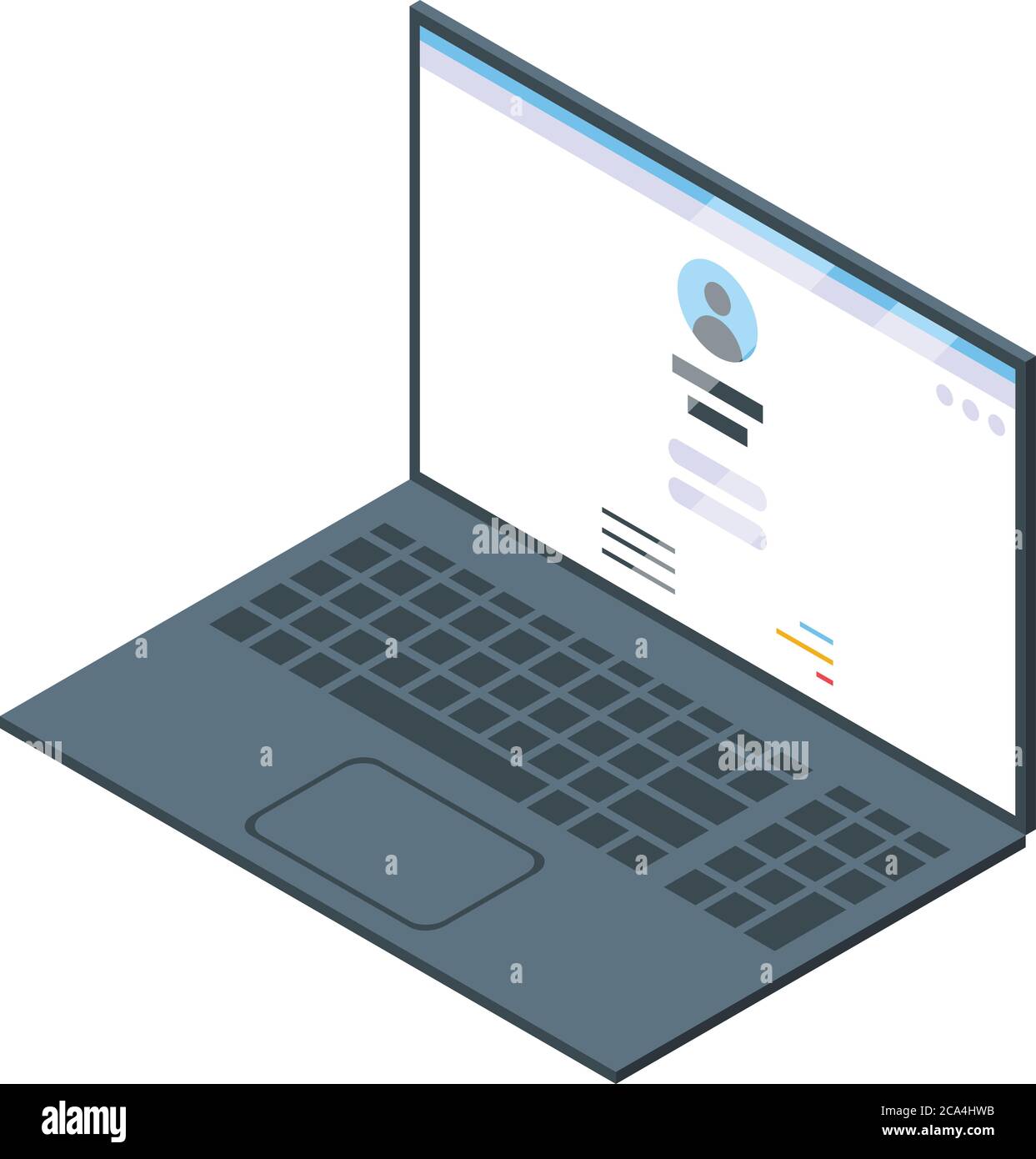 Laptop authentication icon, isometric style Stock Vector
