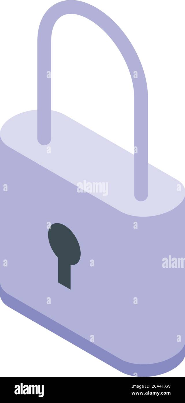 Steel padlock authentication icon, isometric style Stock Vector
