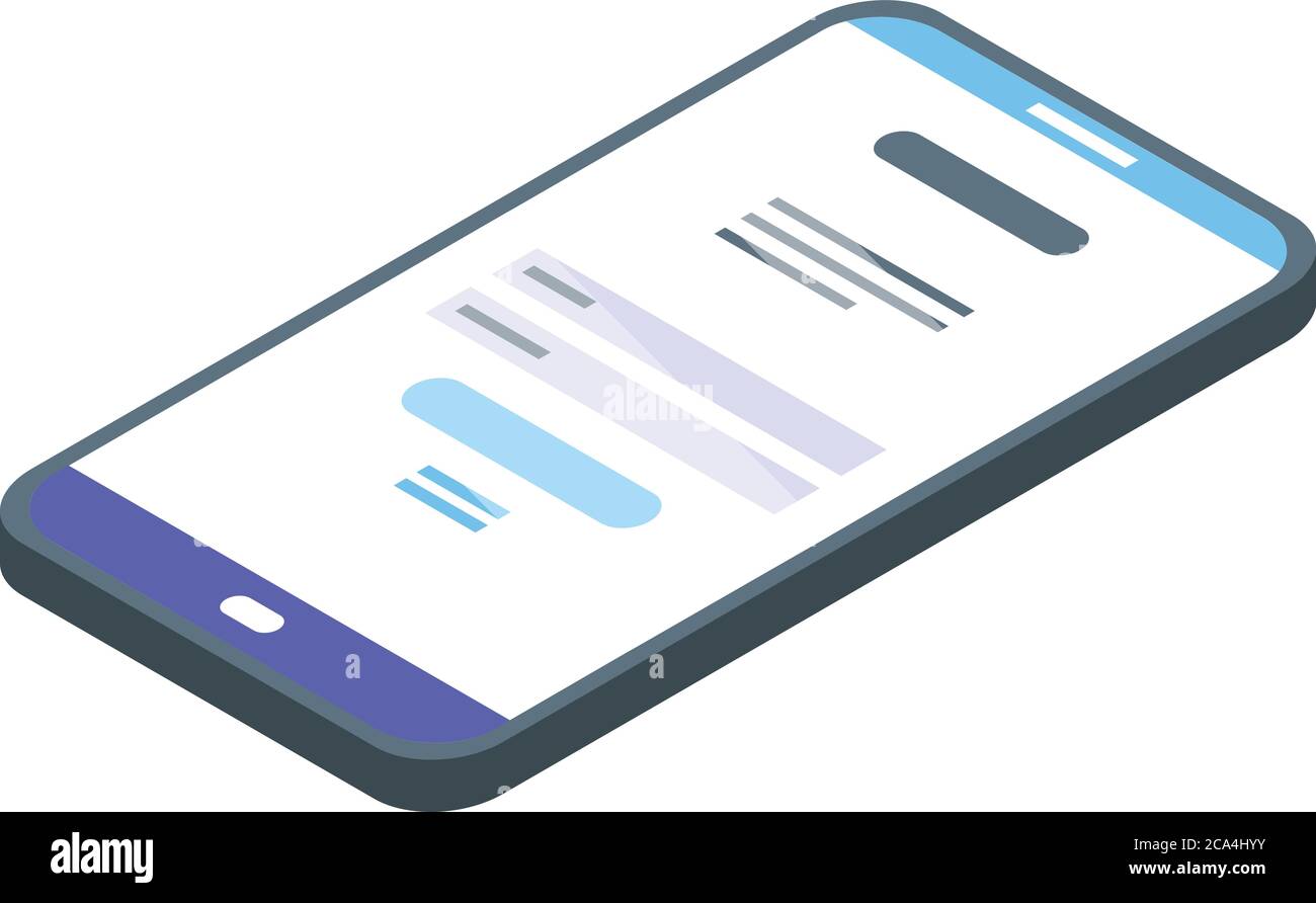 Smartphone authentication icon, isometric style Stock Vector
