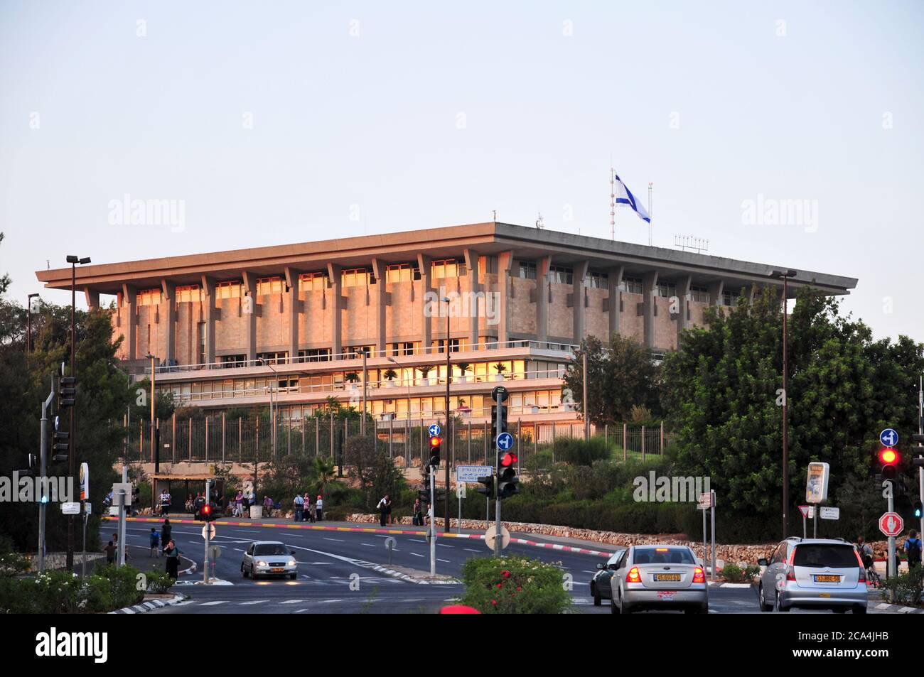 Israel, Jerusalem, The Knesset, Israeli parliament. A view from the Israel Museum Stock Photo