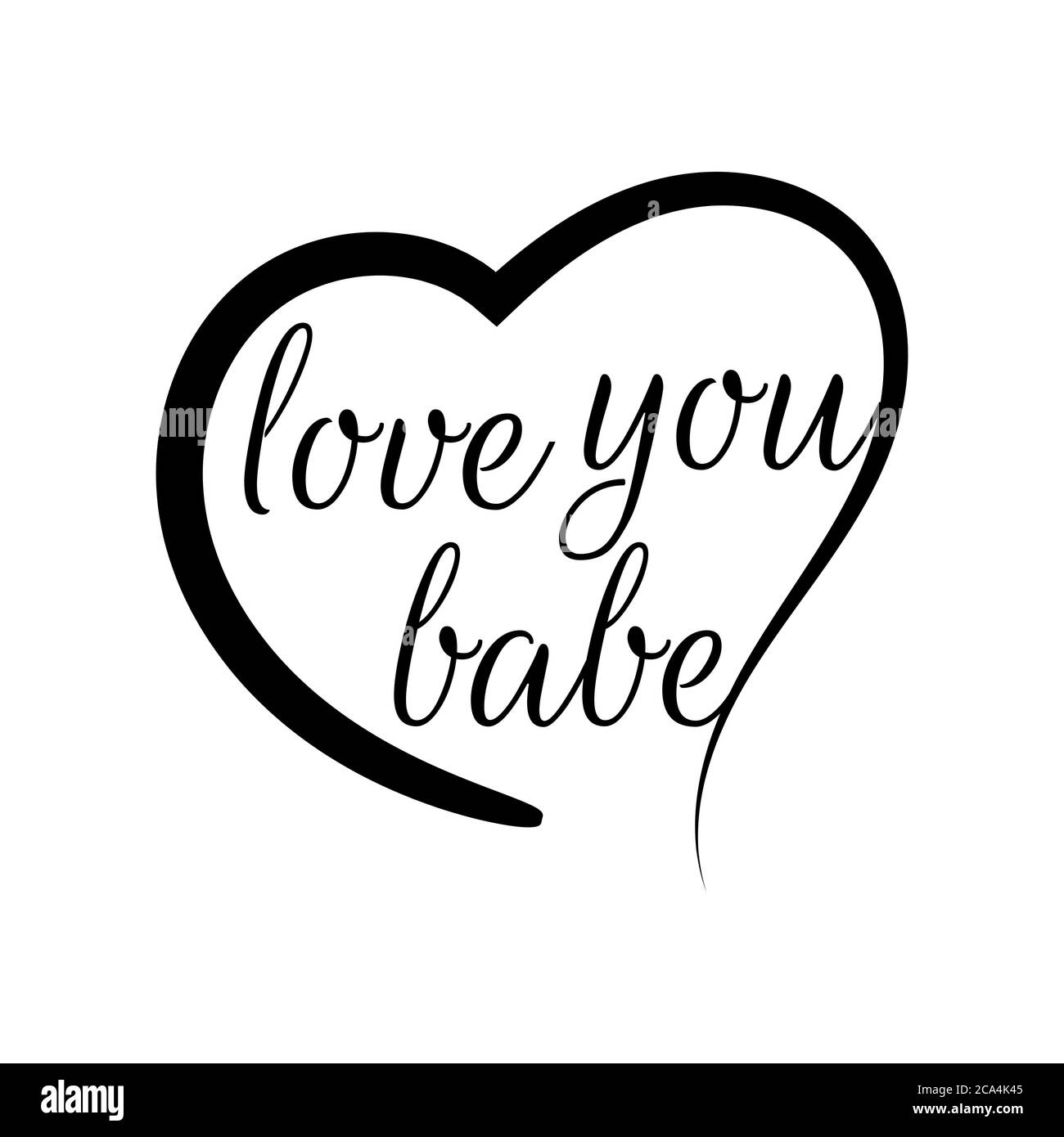 inspirational quotes of i love you babe lettering isolated on white background Stock Vector