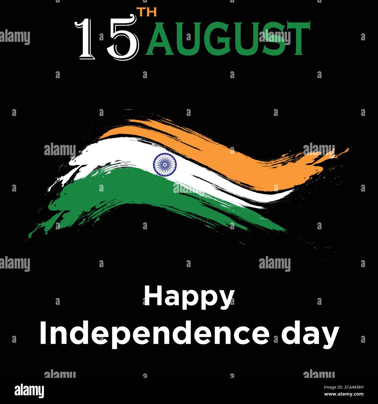 Independence day of India hand drawn sign on black background. Indian