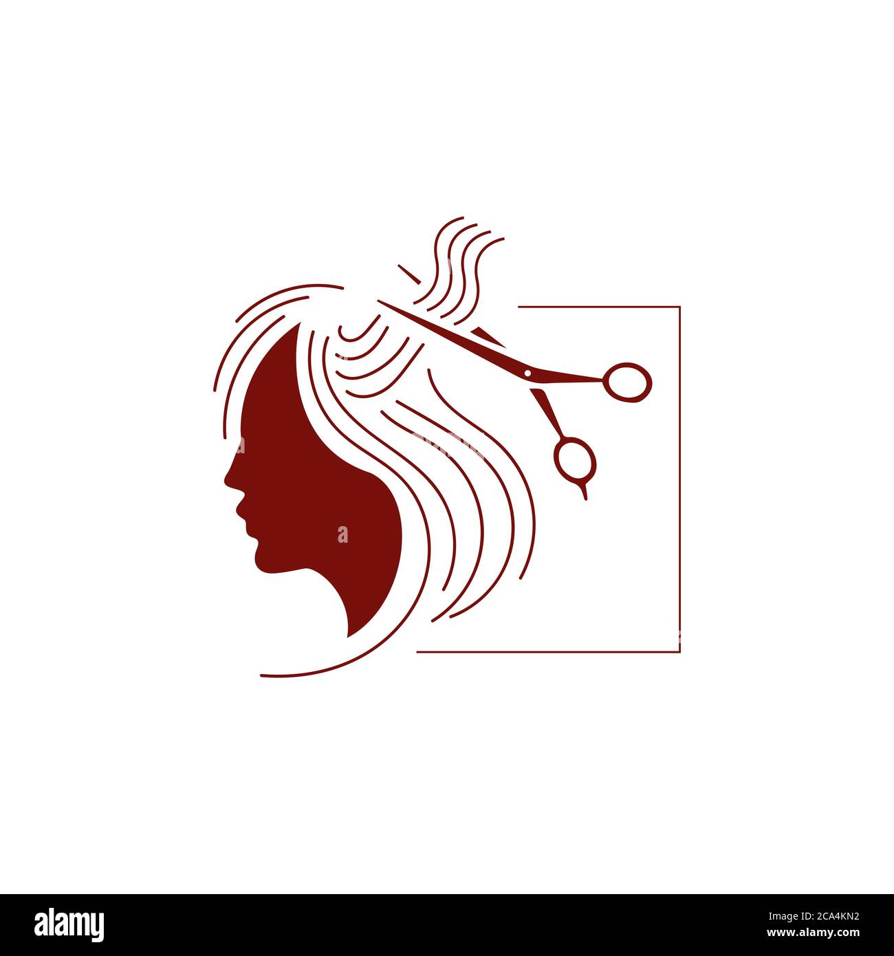 hairdressing salon hair stylist logo. beauty girl face with long hair and  scissors vector Stock Vector Image & Art - Alamy