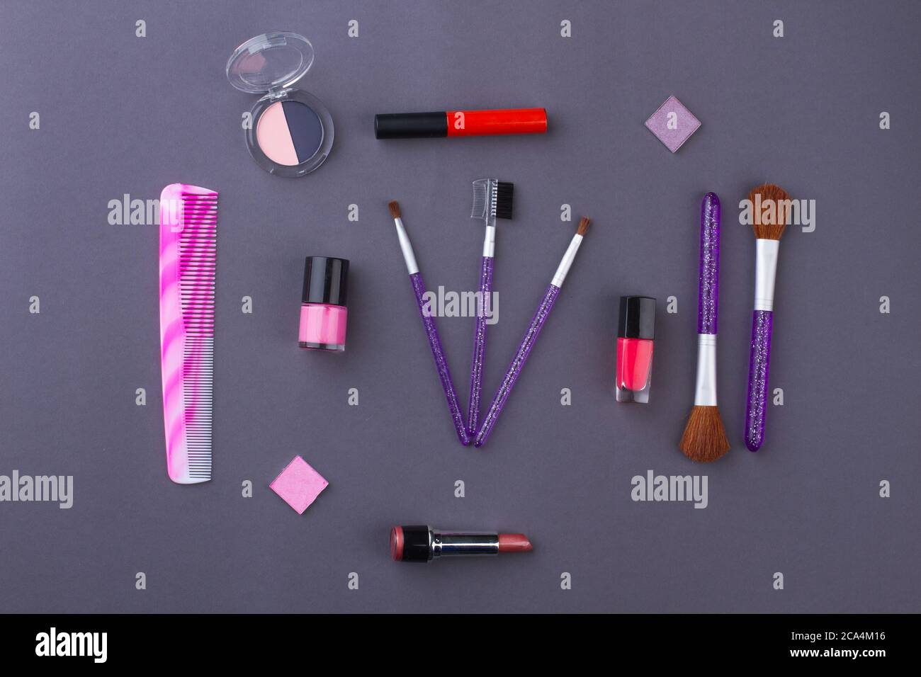 Set of beauty layout female accessories. Stock Photo