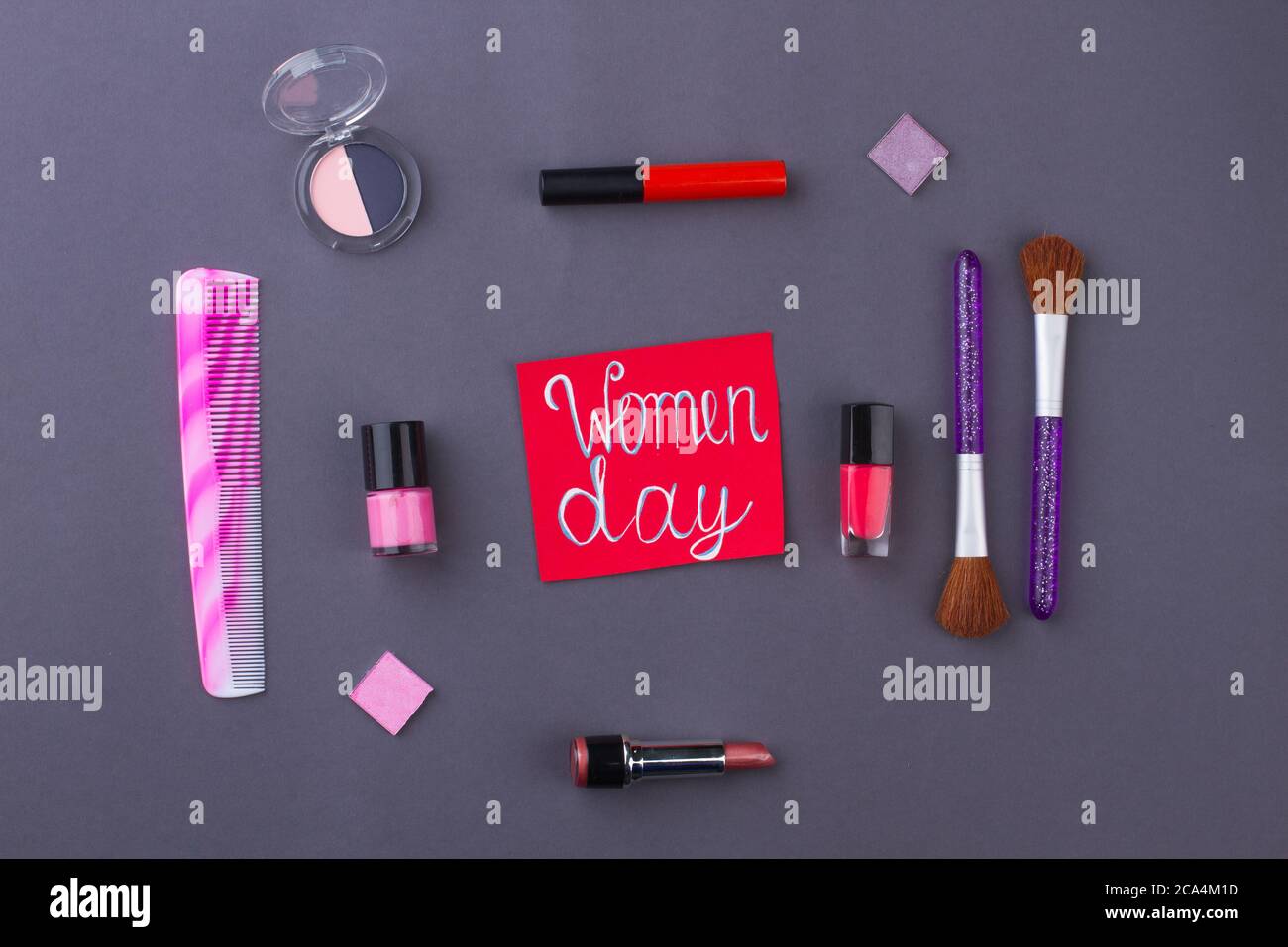 Make up accessories and women day concept. Stock Photo