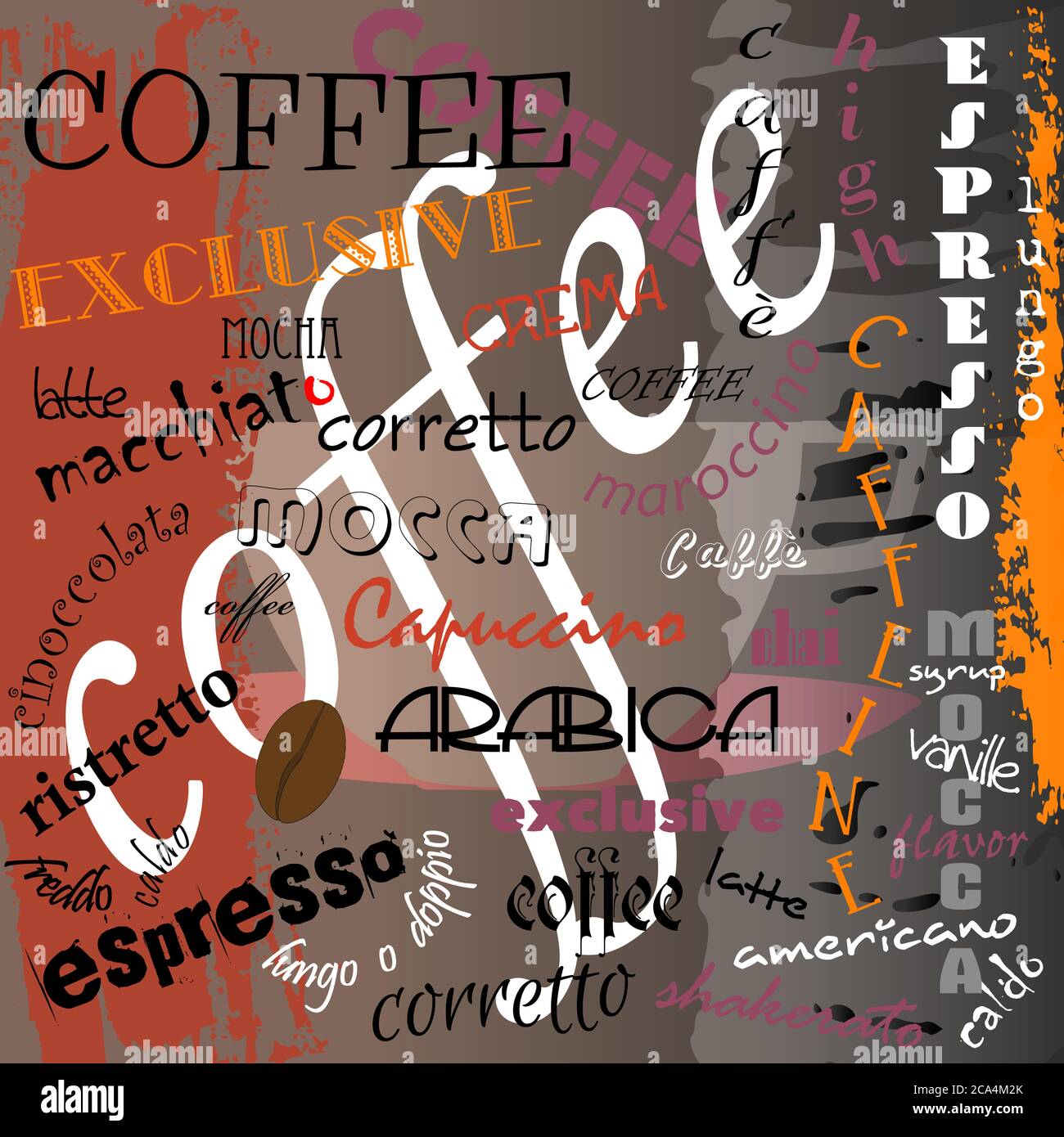 abstract coffee background, design template, with word/letter, grungy ...