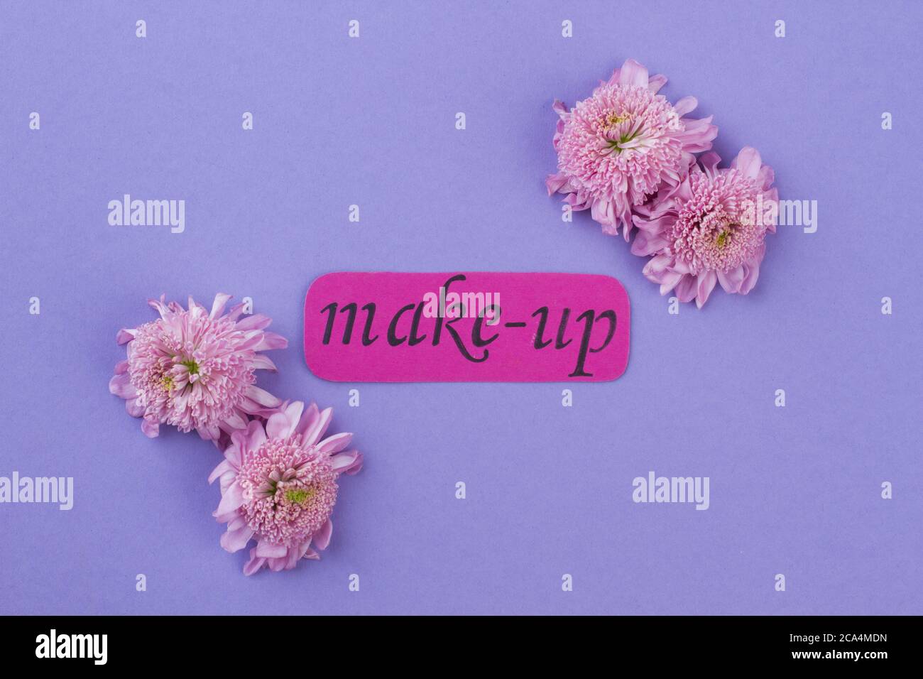 Word layout and beautiful flowers heads Stock Photo Alamy