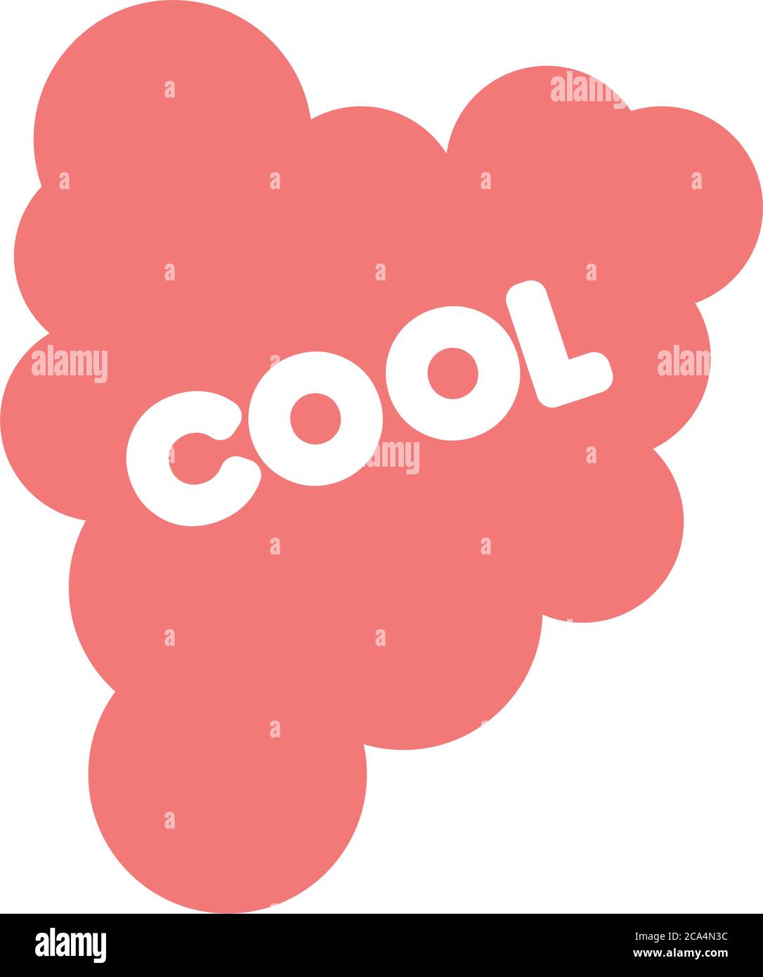 slang bubble concept, red cloud with cool word over white background, line fill style, vector