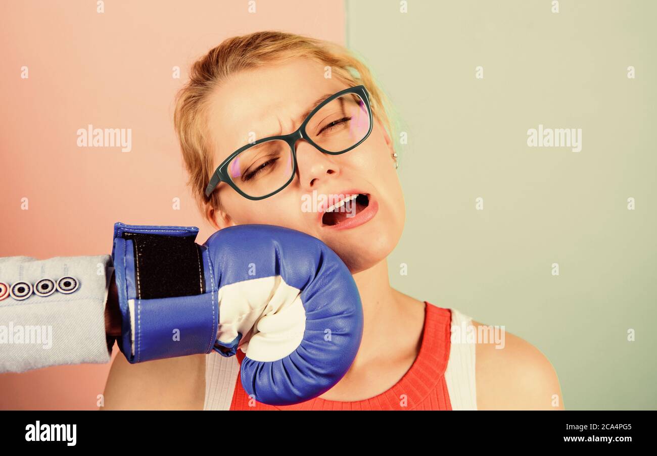 Punch in face. Destroy beauty. Cosmetology and plastic surgery services