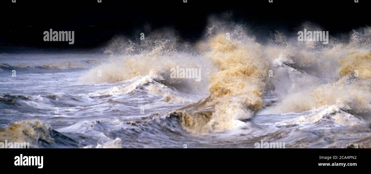 Hurricane waves in the sea Stock Photo