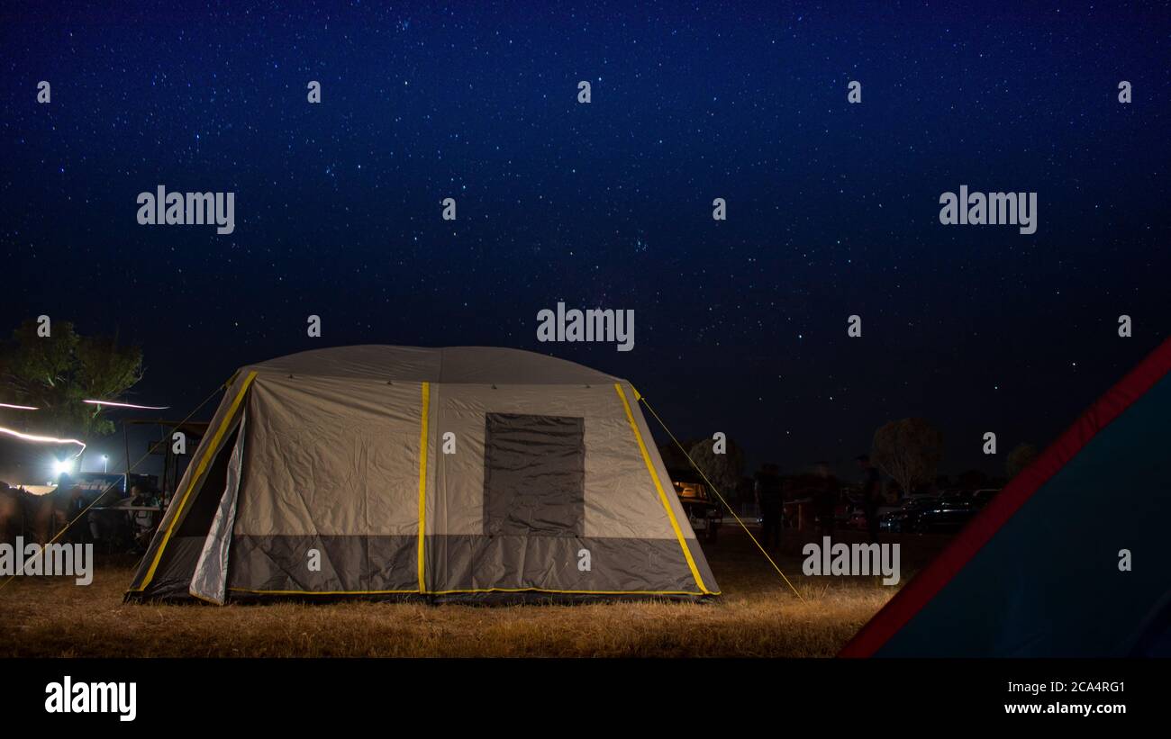 Tent under a starry sky in Australia Stock Photo - Alamy