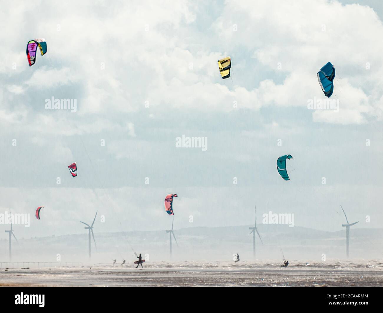Wind Surfing at Ainsdale Sands Stock Photo