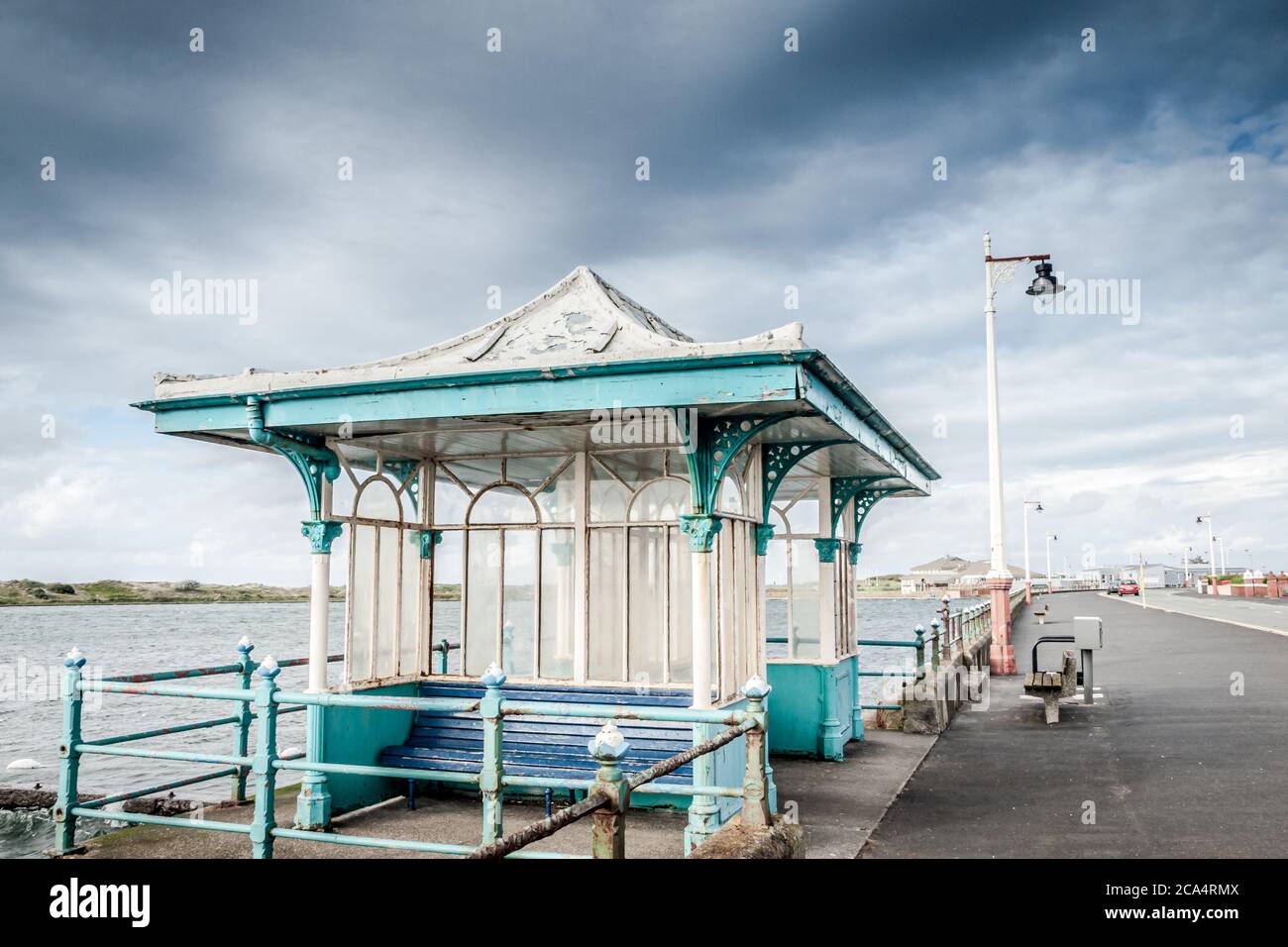 Southport Marine Lake Victorian shelter on the Promenade Stock Photo