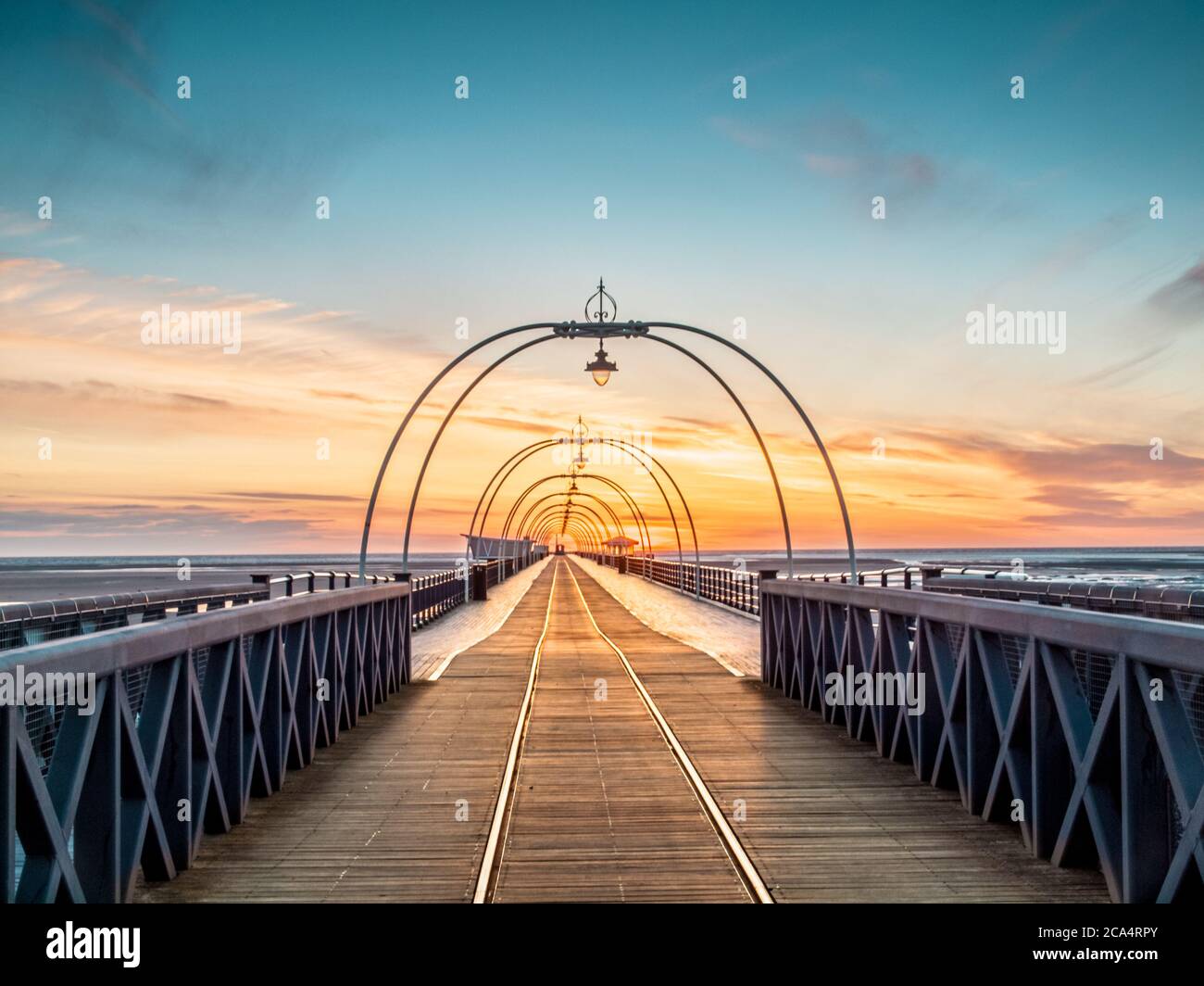 Southport Pier in Merseyside - the second longest pier in England Stock Photo