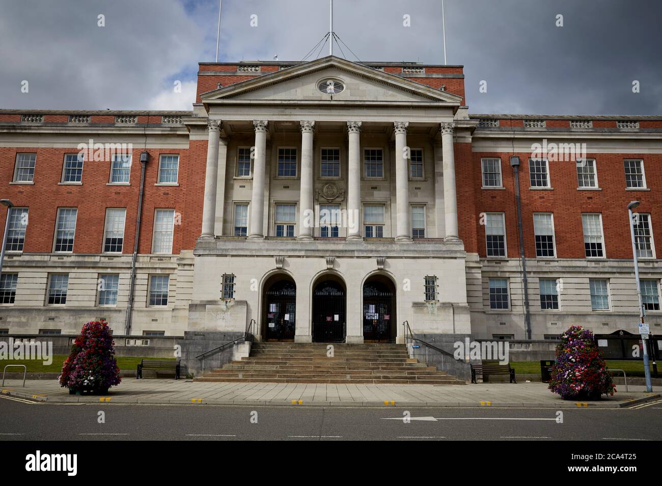 Chesterfield town centre in Derbyshire landmark Chesterfield Borough