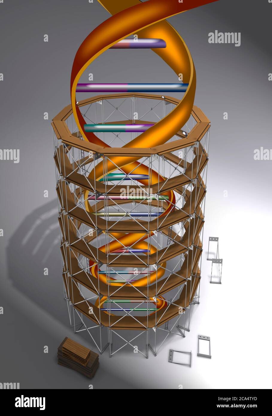 Scaffolding tall DNA Stock Photo