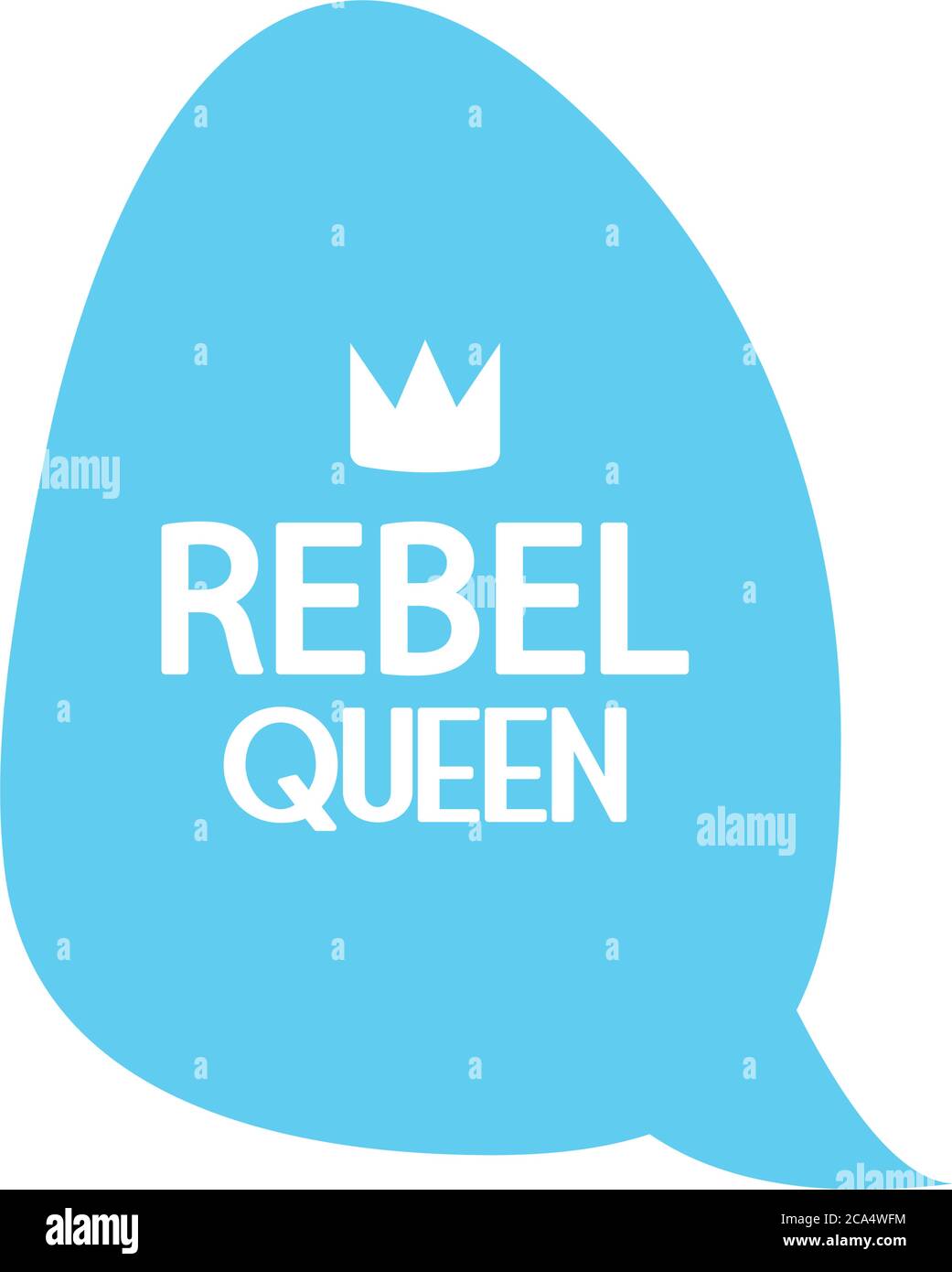slang bubbles concept, bubble with rebel queen word and crown icon over white background, line