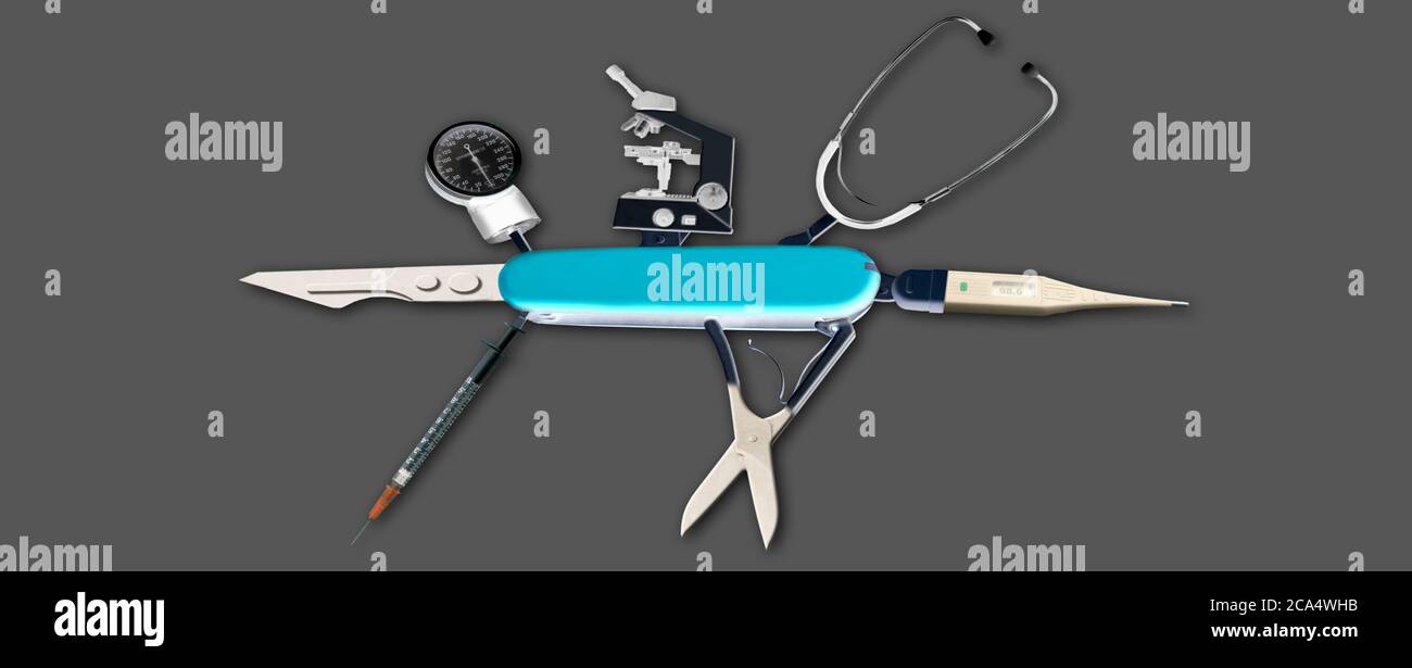 Medical tools on a knife Stock Photo Alamy
