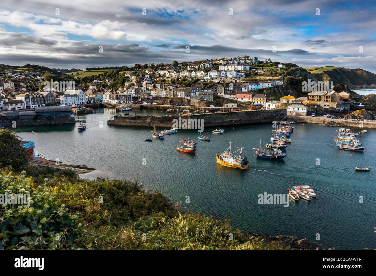 Mevagissey Harbour and Village; Cornwall; UK Stock Photo