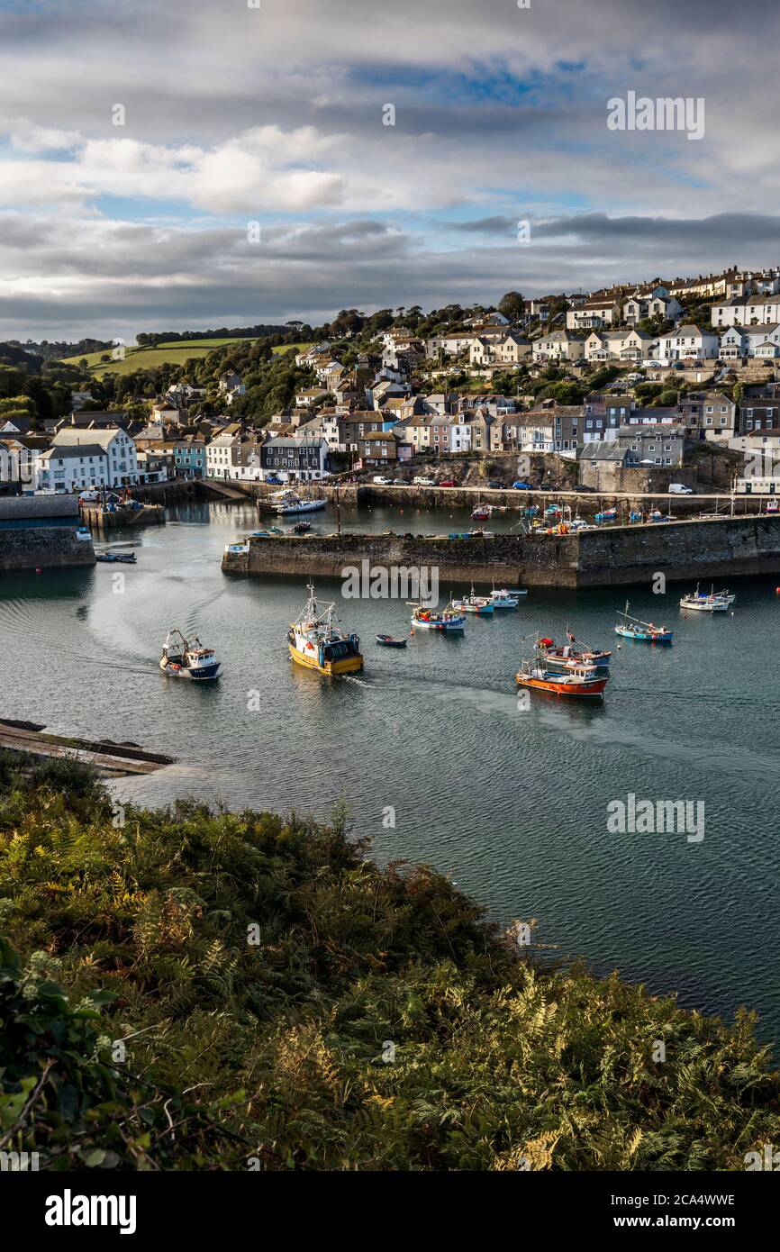 Mevagissey Harbour and Town; Cornwall; UK Stock Photo