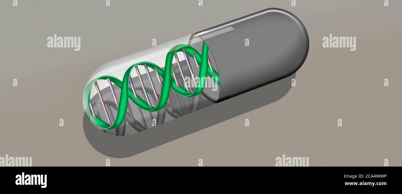 Close-up of DNA in pill Stock Photo