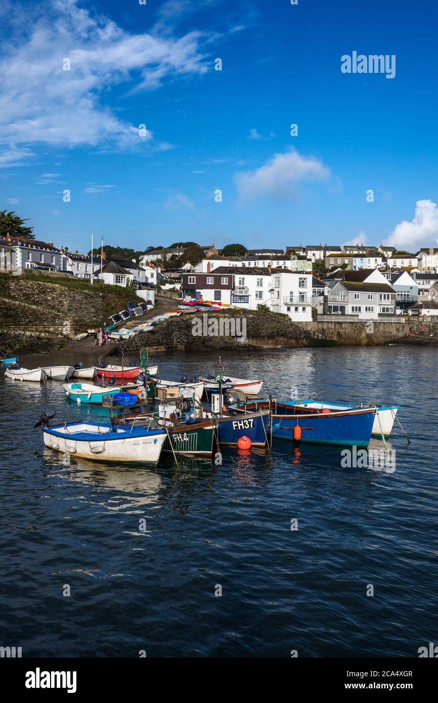 Portscatho; Boats Moored; Cornwall; UK Stock Photo