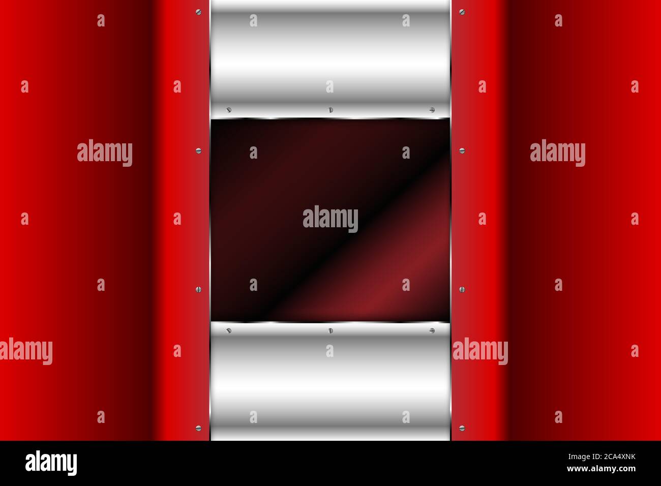 Metallic background.Red and silver with dark space.Metal technology concept. Stock Vector