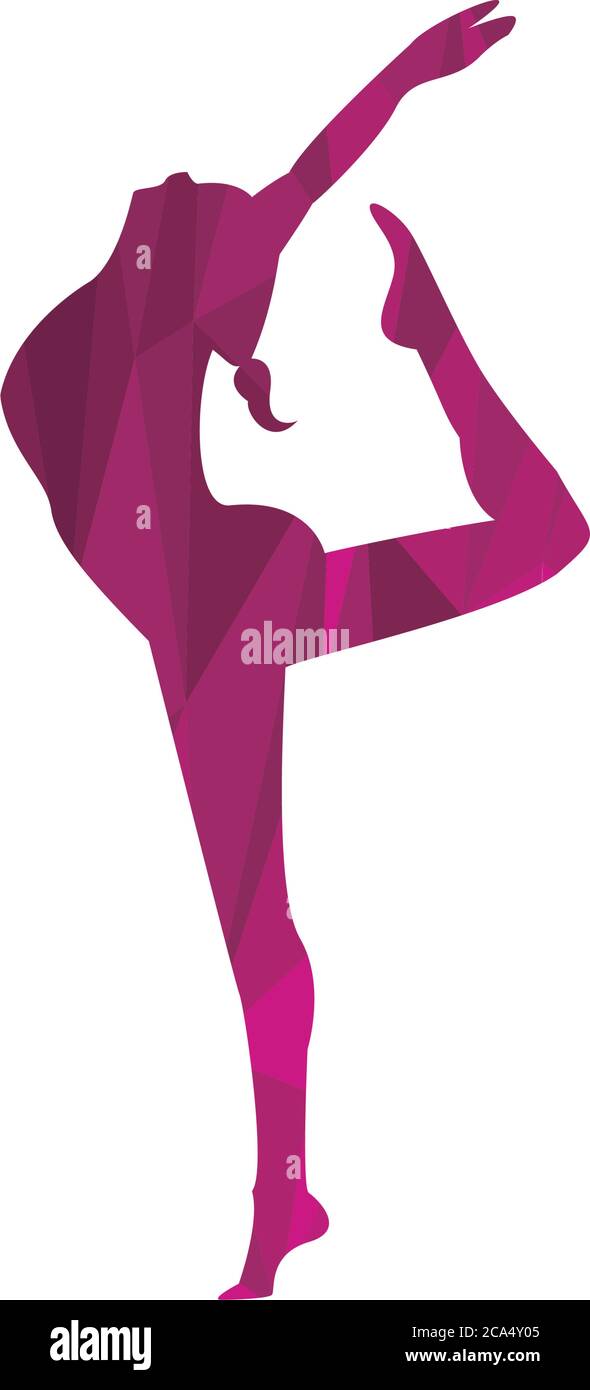 athletic woman practicing dance sport silhouette vector illustration