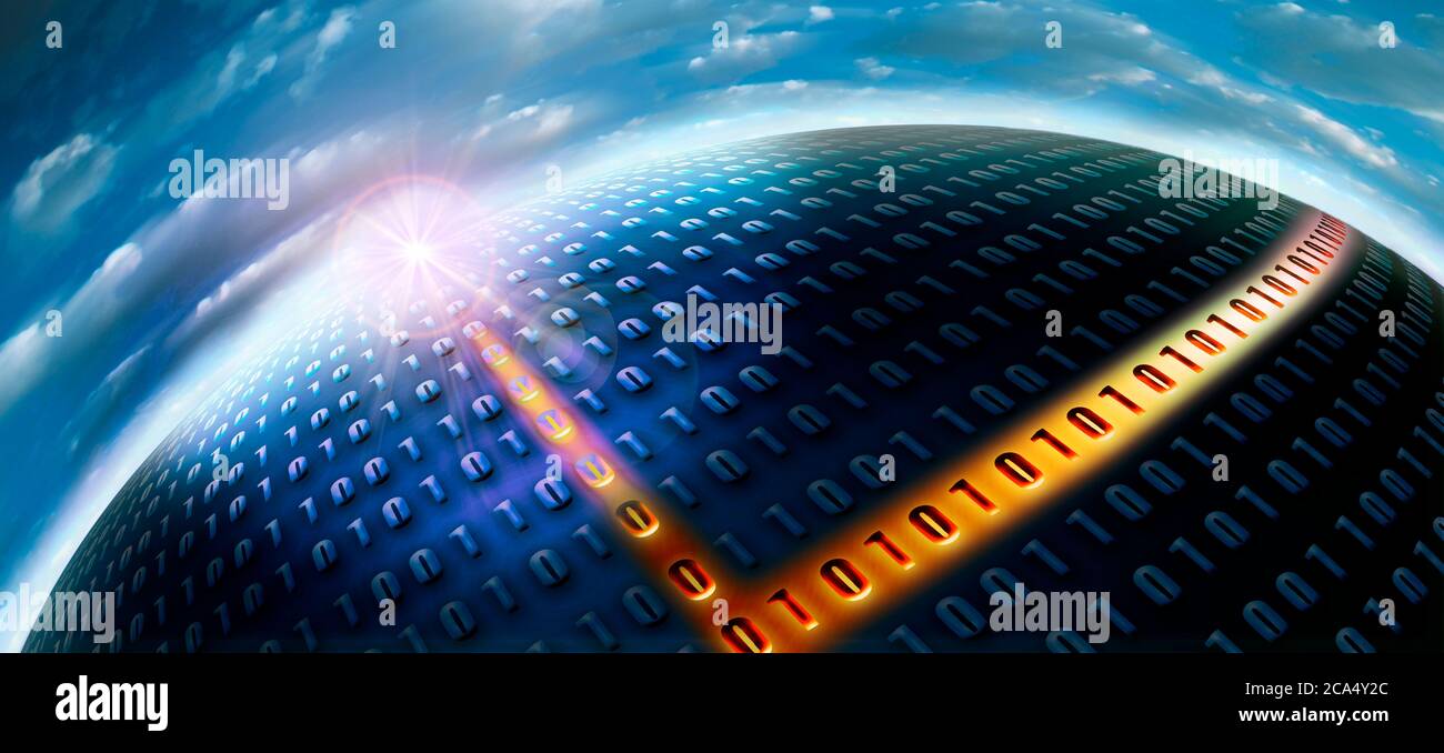Digital binary globe Stock Photo