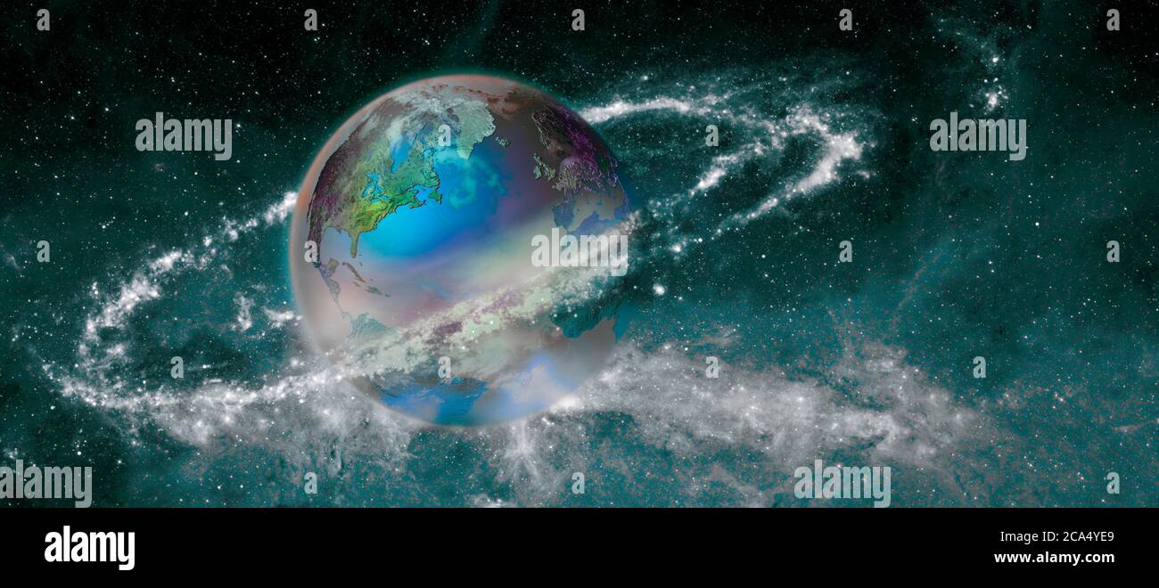 Earth in star field Stock Photo